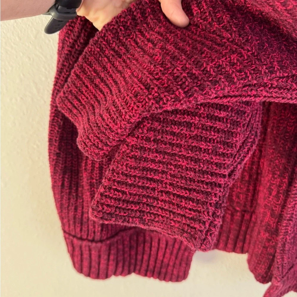Free People Burgundy Ribbed Open Cardigan